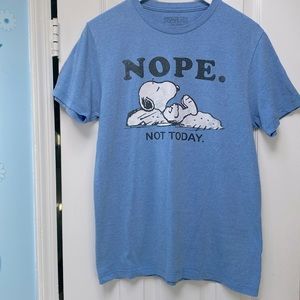 SOLD YEY !!  “Nope. Not Today” Cute Snoopy Blue Tee Shirt PEANUTS From